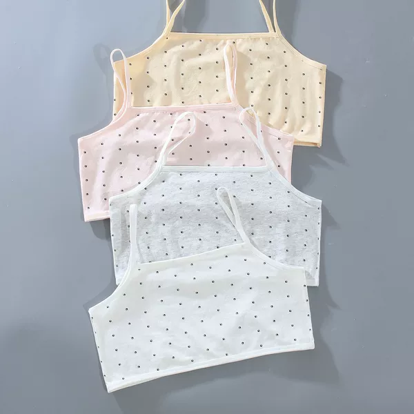 Children's Small Vest Underwear Sling 95 Cotton Developing Girl's Bra Students Middle and Big Children Summer 8-14 Years Old Thin Tube Top