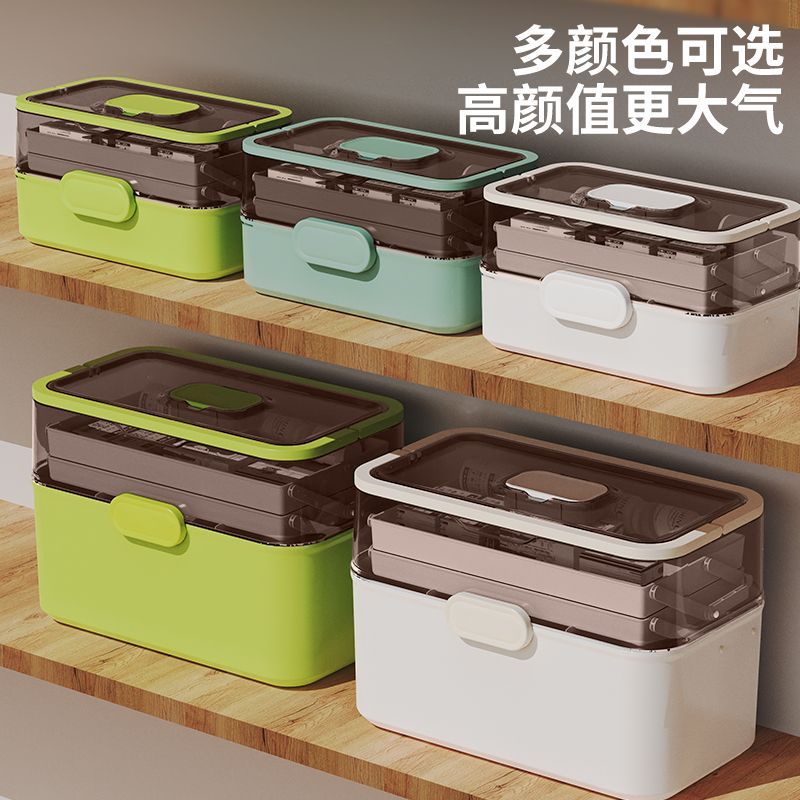 药箱家用大容量医疗箱常备药品分装盒学生宿舍多层杂物收纳盒塑料