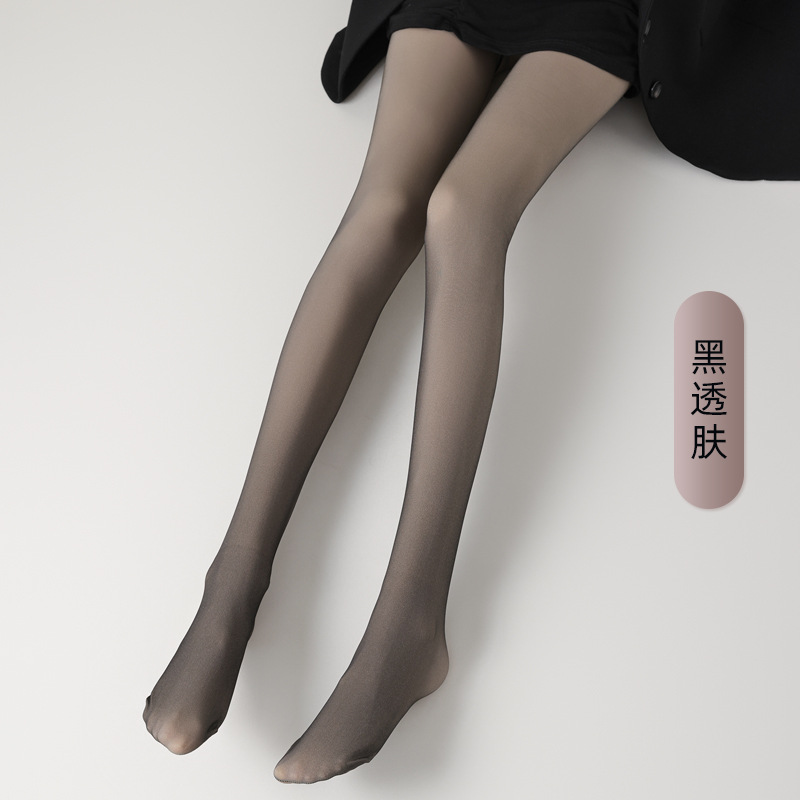 Una sola seda negra, agua, medias de piel transparentes primavera-verano 2025, medias de piel negra de alta elasticidad, medias de piel descalzadas, stock