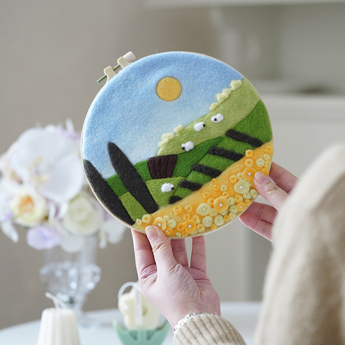 Wool felt poke diy photo frame material package world famous painting couple homemade gift simple home gift for boyfriend