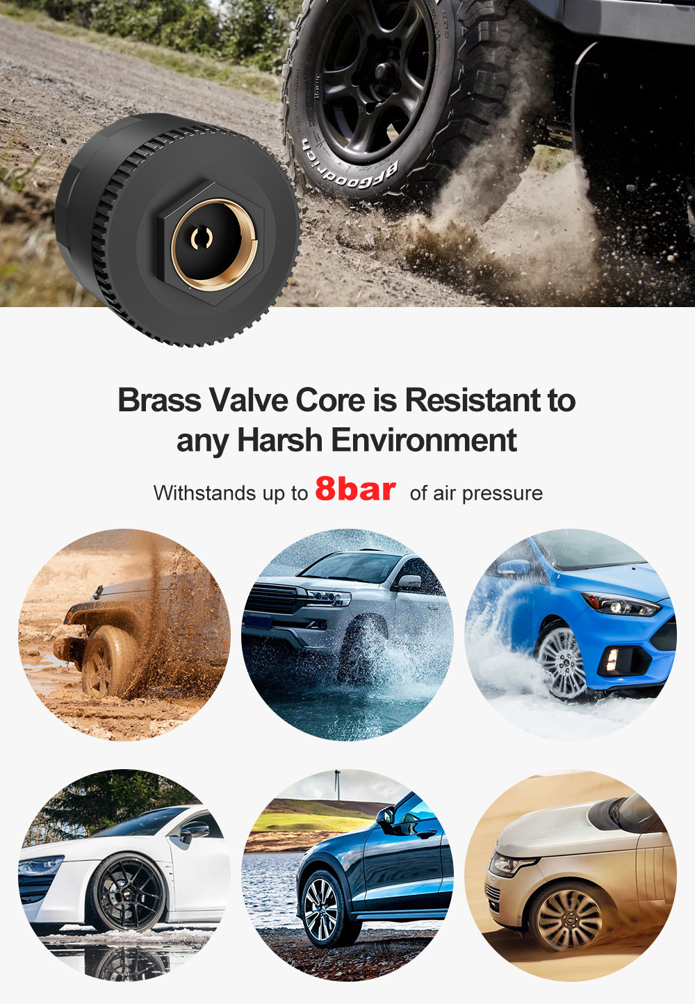 Tire Pressure Monitor Solar-Powered 4-Wheel Color Screen Digital Display Detector Wireless High-Precision Intelligent Tpms Air Pressure Detection
