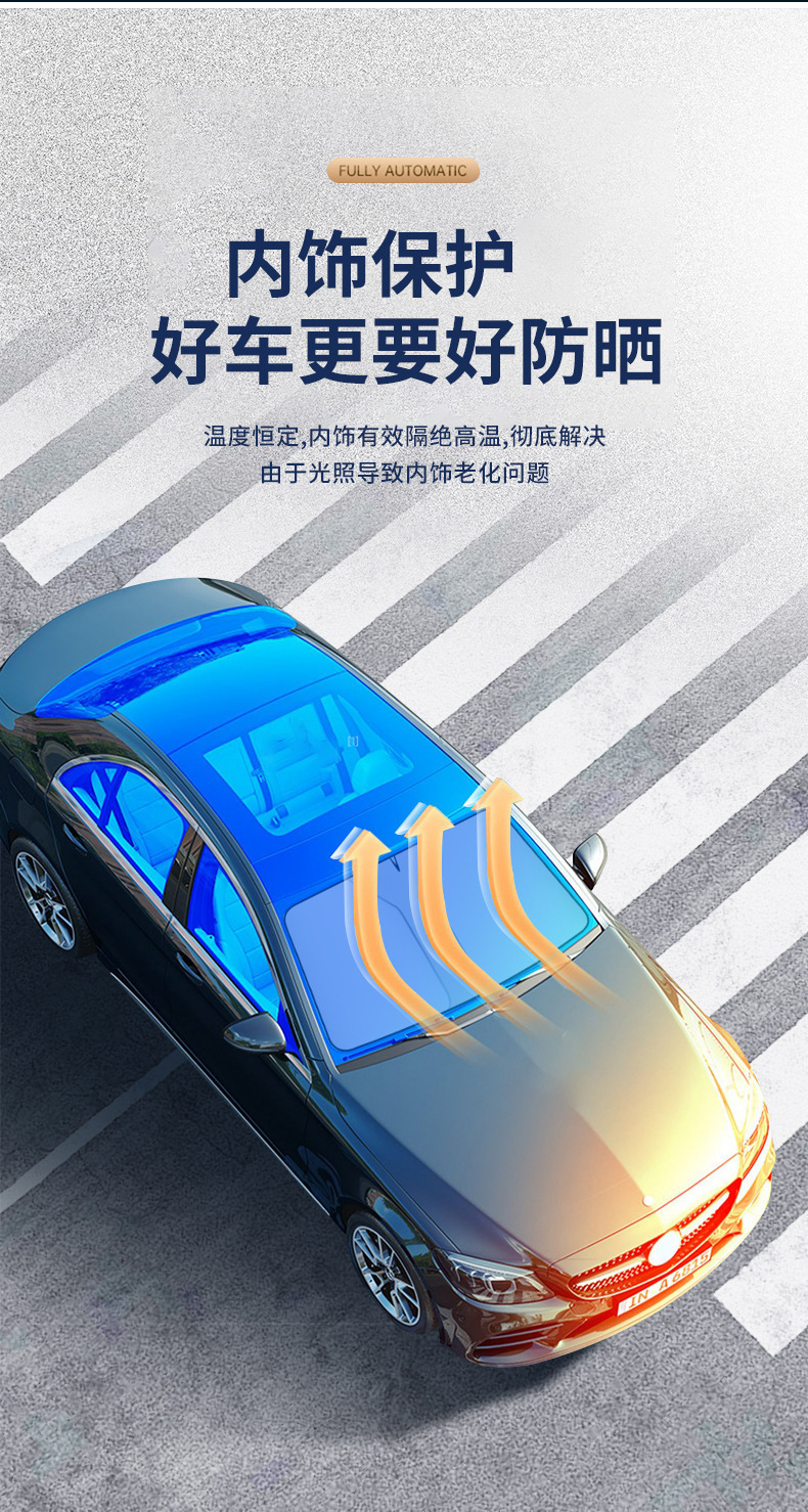 Summer Car Sunshade, Summer Sunshade Curtain, Front Windshield Sun Protection and Heat Insulation Cover, Car Interior Light-Blocking Sunshade