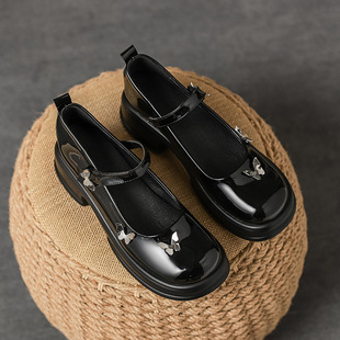 Women's thick-soled Mary Jane shoes 2023 new preppy style leather shoes bow jk shoes loafers single-layer shoes small size