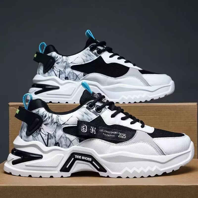 Zapatos de papá para hombres 2024 primavera nuevos zapatos de hombre en línea popularidad de los zapatos de moda, zapatos deportivos de altura de suela gruesa juvenil