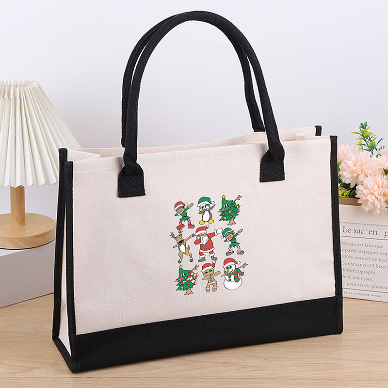 Bolso de hombro de lona de venta caliente transfronterizo Bolso Tote impreso de gran capacidad Bolso de compra portátil ligero de moda para mujer