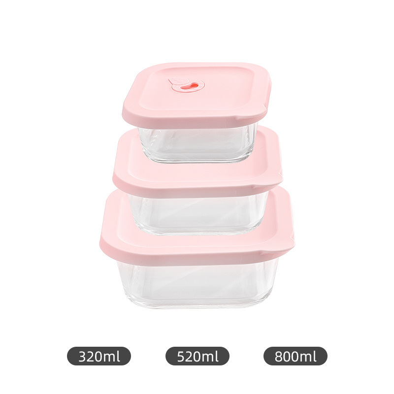 Cuadrado de vidrio de borosilicato lonchera estudiante trabajo microondas horno de alta temperatura resistente lonchera refrigerador crisper vidrio