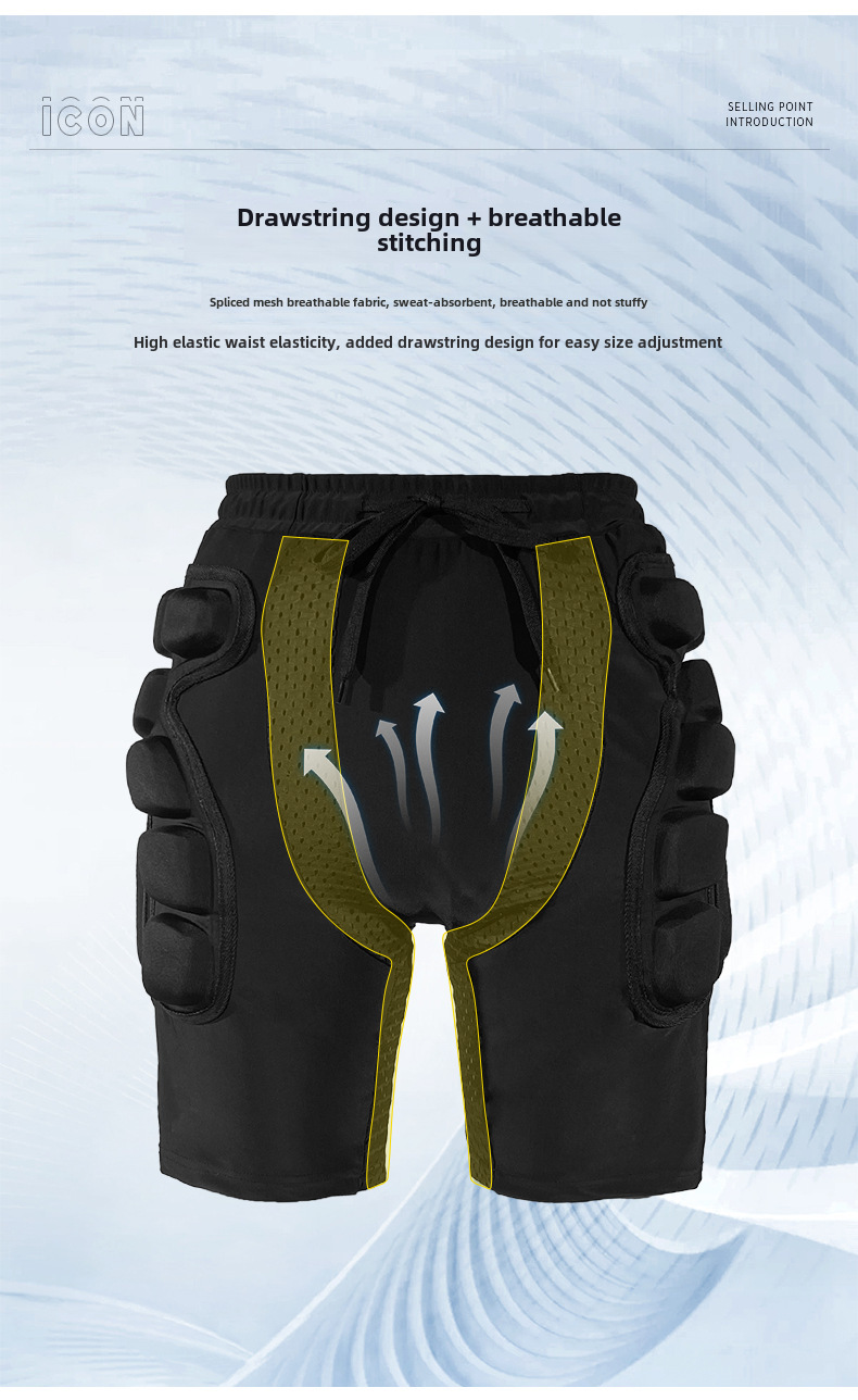 Yetişkin Kayak Kalça Koruma Pantolonu Kaykay Paten Koruyucuları Kalınlaştırılmış Sünger Düşme Önleyici Pantolon Nefes Alabilir Yüksek Elastik Pantolon_voghion.com