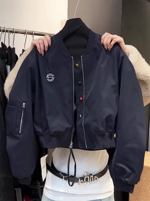 棒球服2025新款高级感夹克上衣女装秋装欧洲站欧货藏青色显瘦外套|undefined