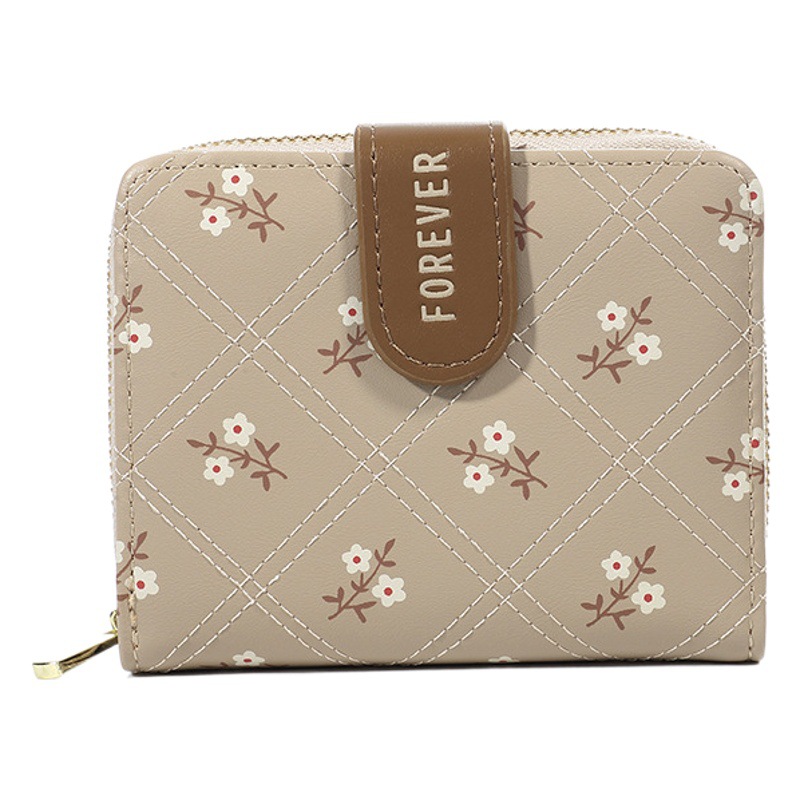 Monedero nuevo con botón, cartera pequeña para mujer, cartera sencilla de alta gama con estampado para chicas, fábrica de origen transfronterizo.