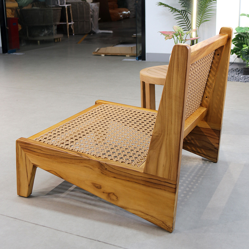 Sofá de madera maciza al aire libre patio jardín villa muebles de ocio al aire libre impermeable sofá de teca anticorrosivo