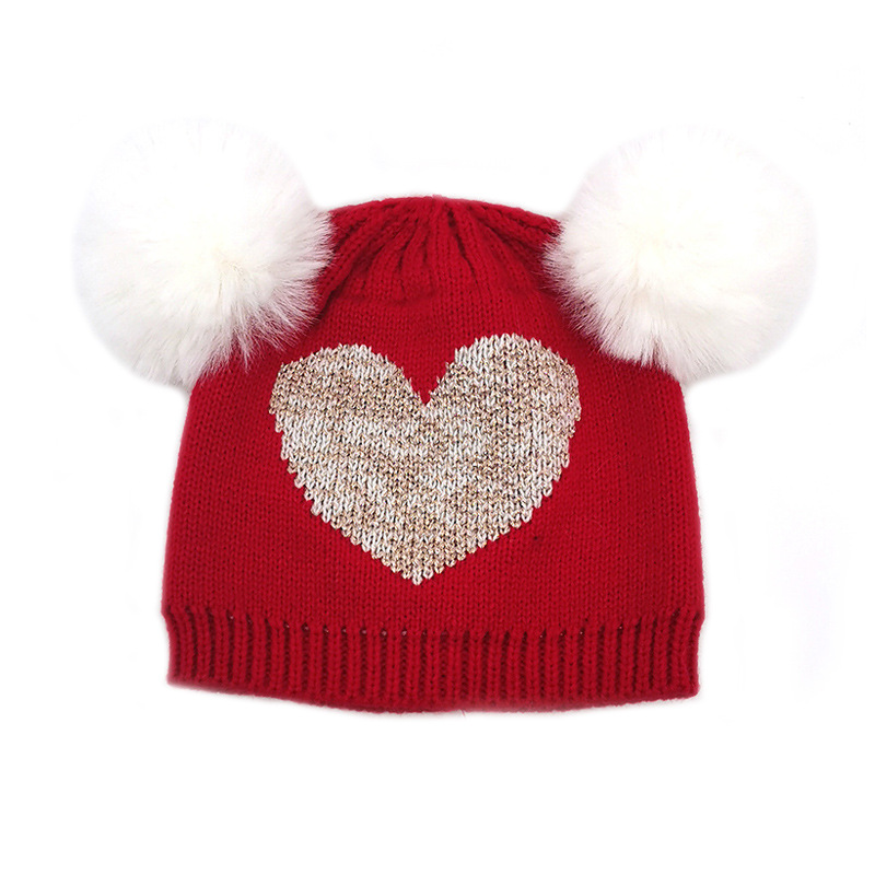 Girl's Cute Heart Shape Plush Eaveless Wool Cap display picture 8