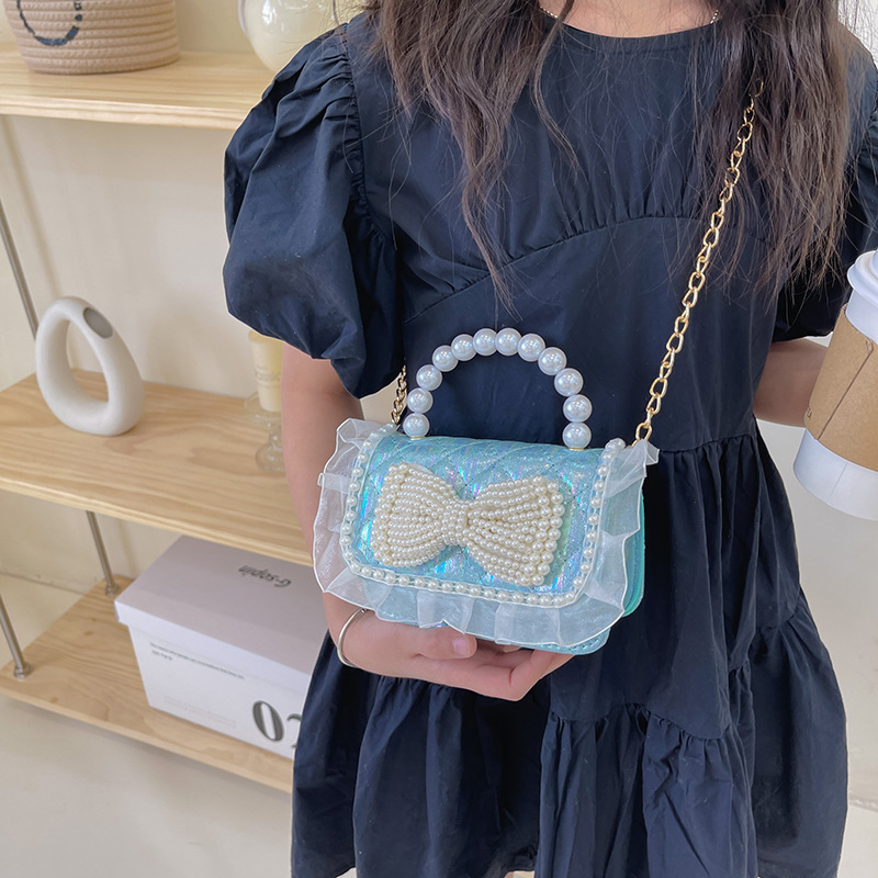 Bolso bandolera de moda de un solo hombro nuevo estilo niña estilo occidental perla portátil mini lindo bolso de perlas de un solo hombro