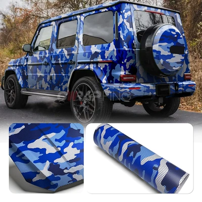 Cross-Border Blue and White Polka Dot Auto Color Change Film