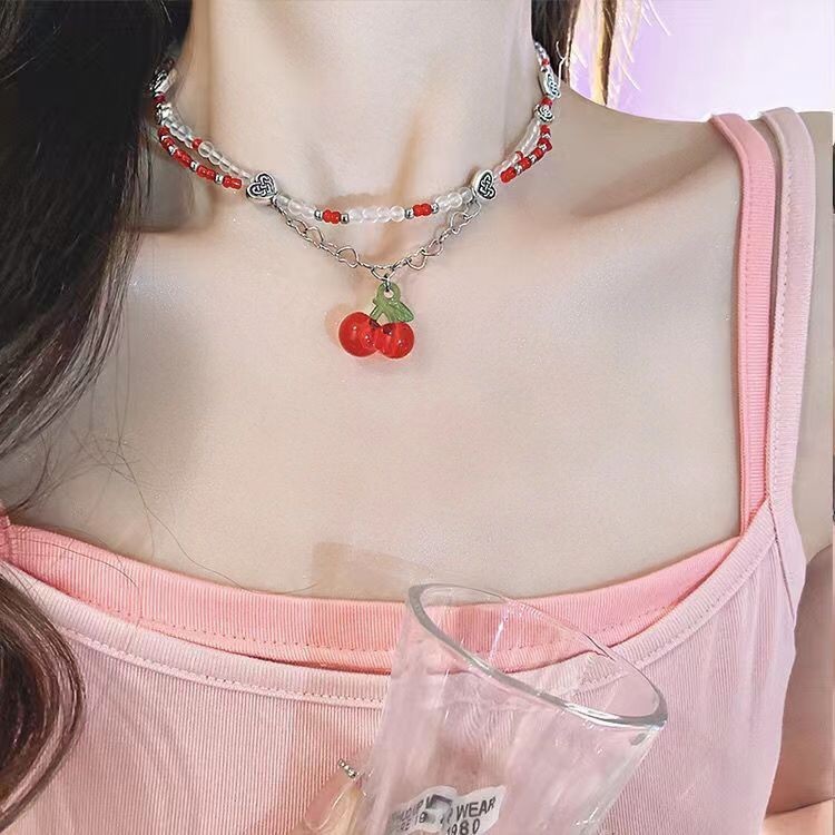 ドーパミンガール〜甘い気質ニッチ多用途ビーズネックレスレディースイントレンディライトラグジュアリーファッションホットスタイル鎖骨チェーン|undefined
