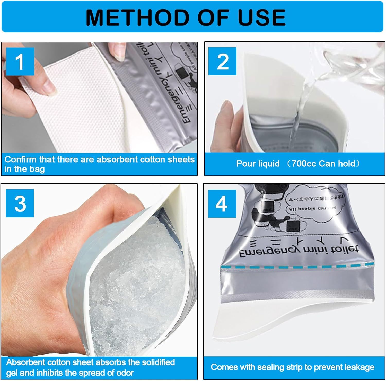 New cross-border outdoor emergency urine bags support TEMU and SHEIN labeling, large-capacity car emergency urine bags available for dropshipping