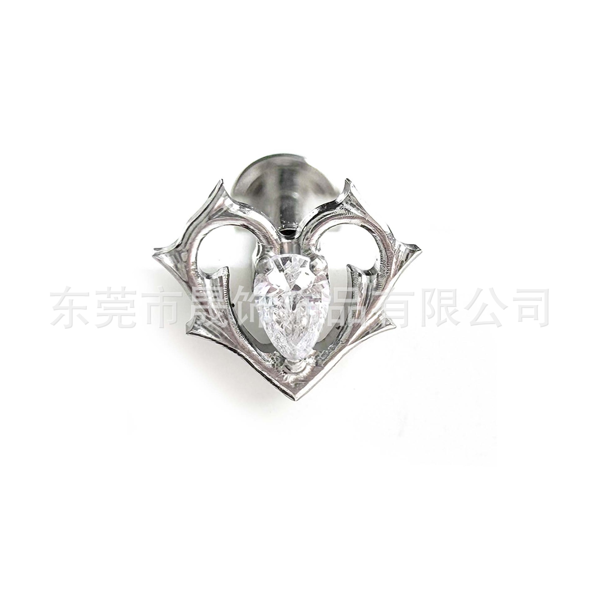 F136 Titanium 荆棘 Heart Ear Stud Helix Cartilage Stud G23 Implant Grade Titanium Studded Cubic Zirconia Labret Stud Tongue Barbell 人体 Piercing Jewelry