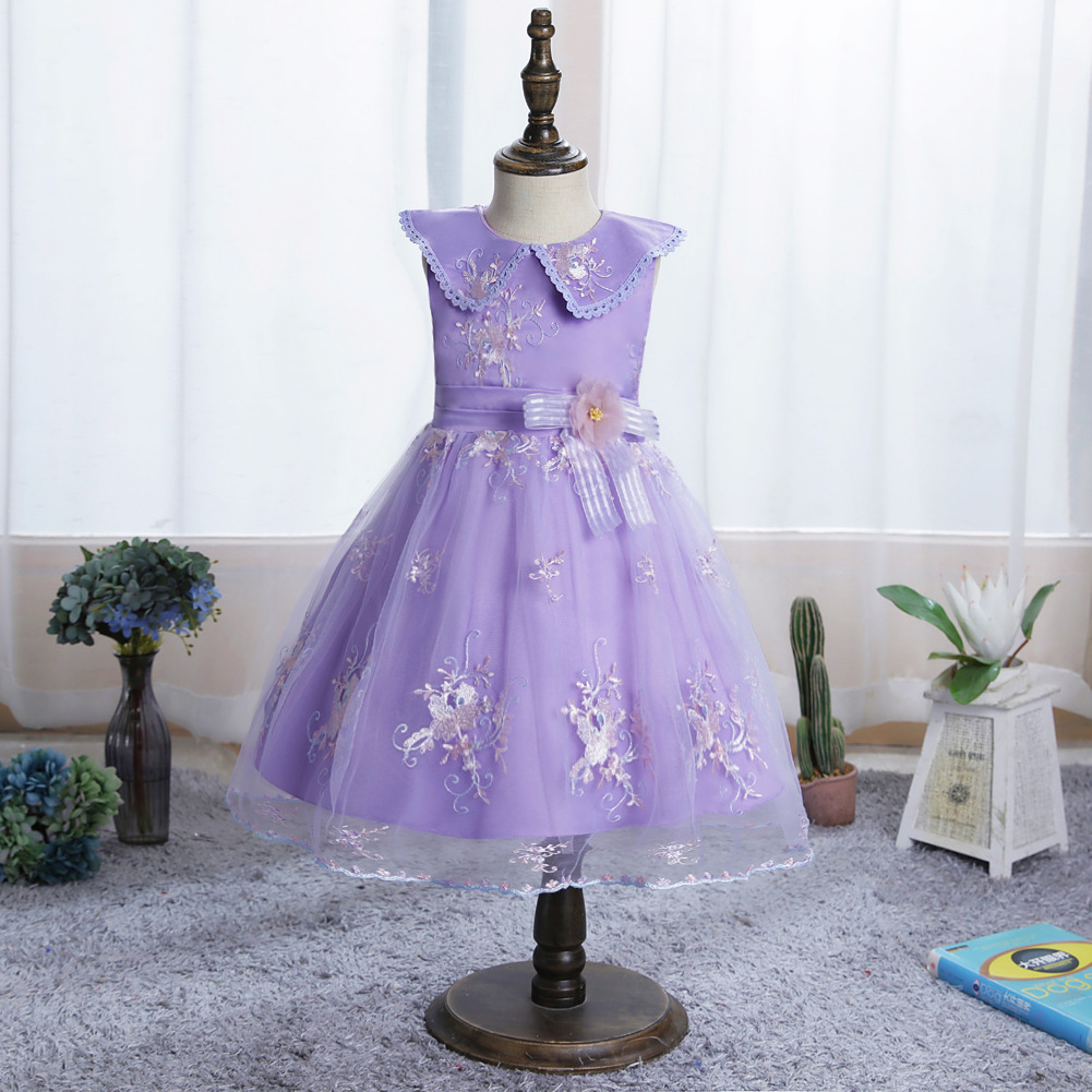The age of full dress girl baby Dress Broken flowers Children Skirt wedding Flower Girl Dresses Sleeveless Gauze skirt baby dress