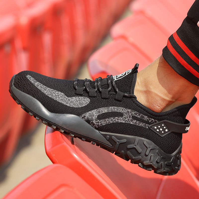 新款劳保鞋 四季透气耐磨飞织轻便防砸防刺穿钢包头安全工作鞋