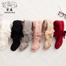 儿童加厚加绒连裤袜甜美女宝宝女童蝴蝶结婴儿打底裤袜女中大童