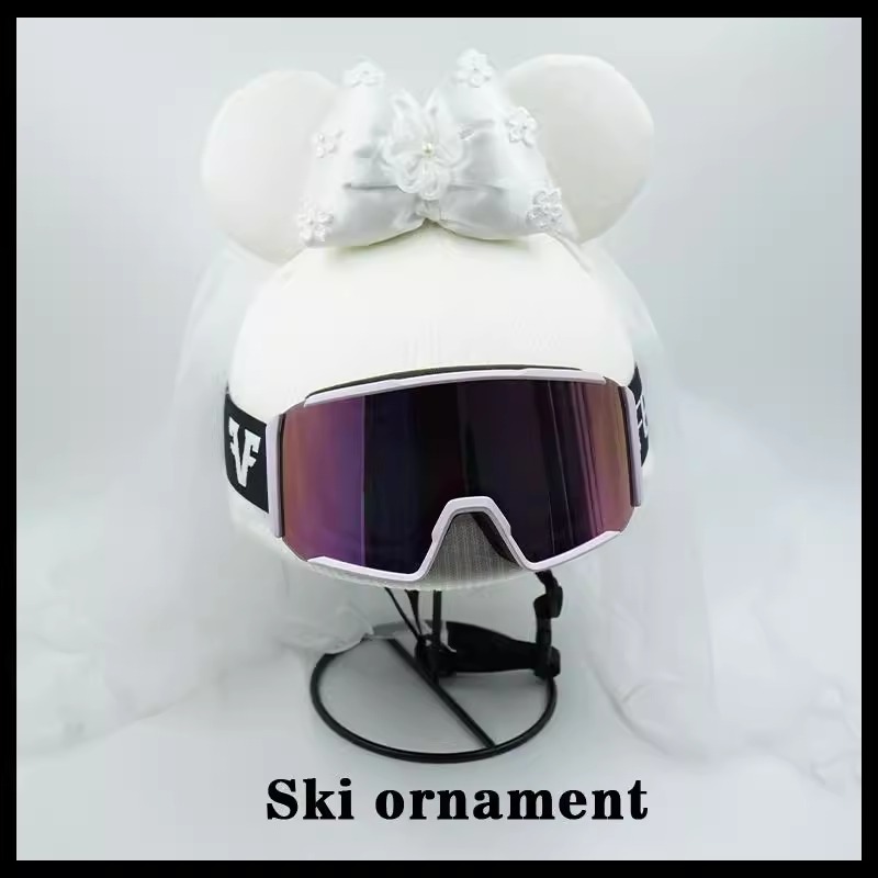 Ski Hat with Veil Ski Helmet Cover Decoration Cute Snowboard Paragliding