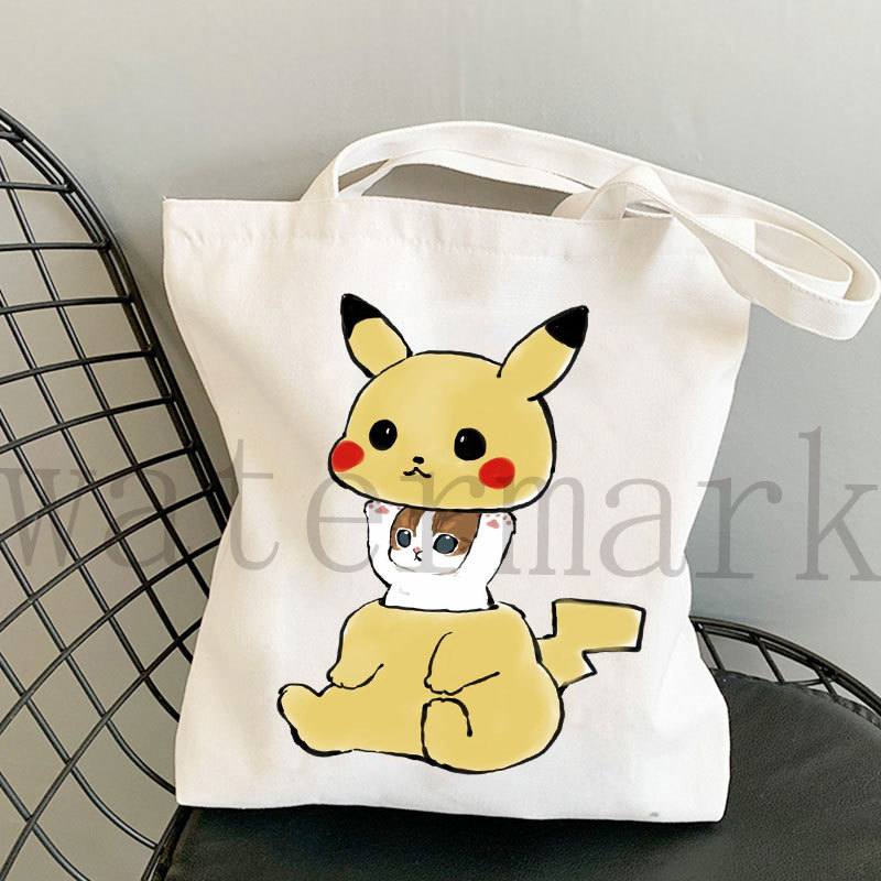 Japón lindo gato Kawaii gato impresión bolsa de lona Harajuku bolsa de hombro bolsa de moda estudiante bolsa de compras de mano