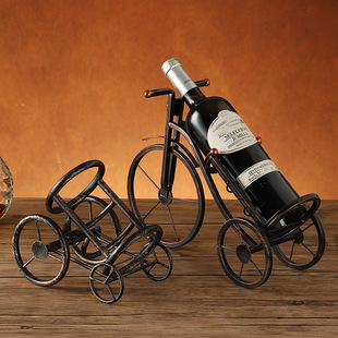 Retro Tricycle Wine Rack Home Restaurant Red Wine Champagne Metal Shelf Wine Cabinet Collection Decorative Iron Wine Rack