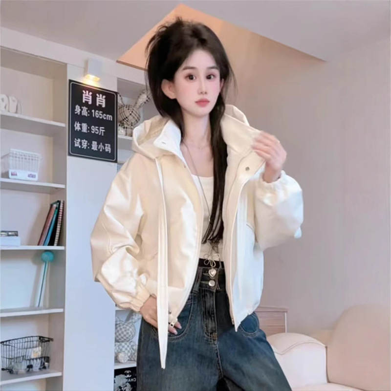 Short Jacket Women 2025 Autumn New Casual Versatile Hooded Cargo Jacket Korean Style Trendy Top