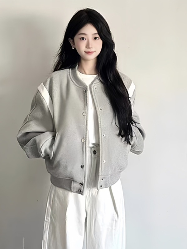 早初秋美式撞色拼接短款棒球服女2025新款春秋长袖宽松夹克外套|undefined