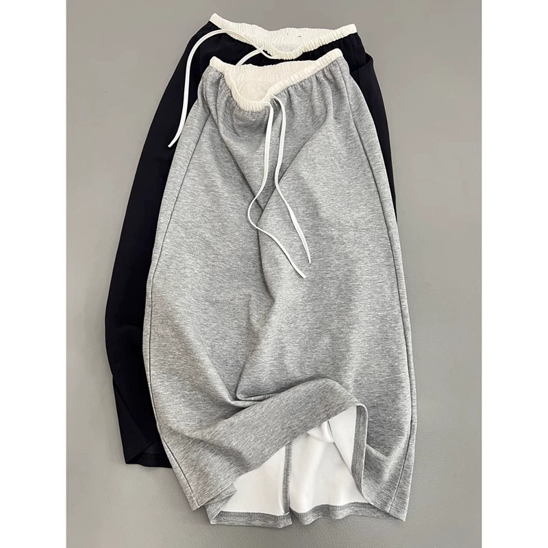 Целая часть любви с контрастной талией юбка с раздвоением повседневная однотонная юбка весной новая корейская юбка