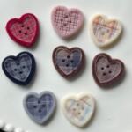 新款植绒格纹爱心纽扣复古配件 DIY服装鞋袜辅料配饰手工材料批发