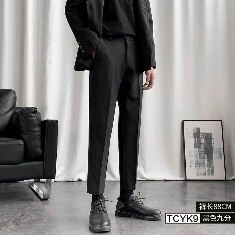 Стильные брюки, мужской костюм на весну, корейский стиль, slim fit, свободный прямой крой