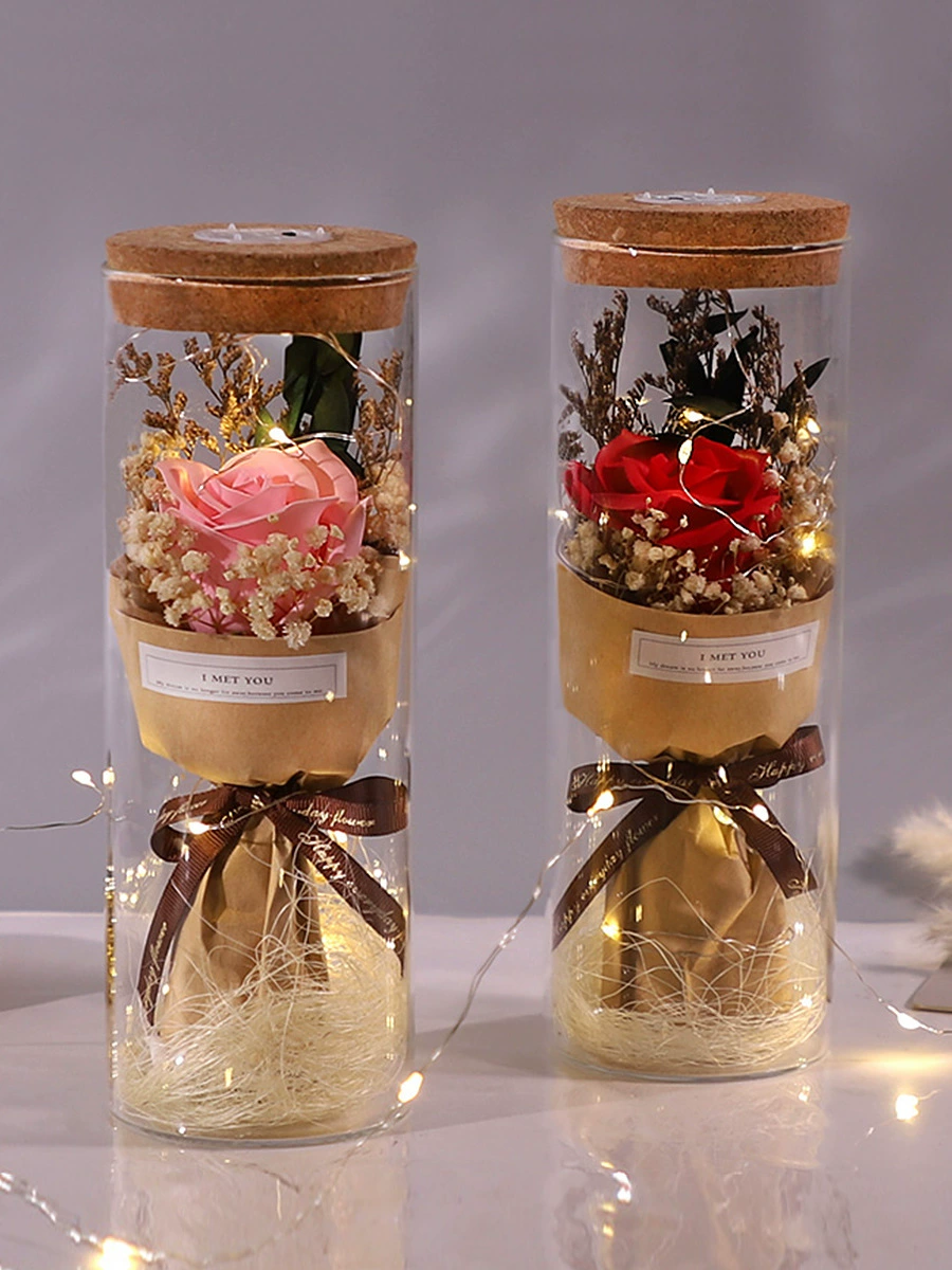Full Tiantian Dry Flower Bouquet Glass Flower Fireflower Day Gift Female Teacher Send Girlfriend Eternal Flower Rose