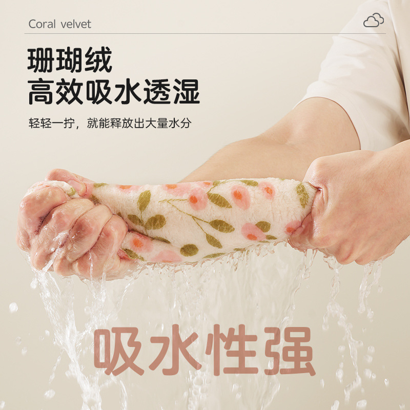 厨房印花抹布珊瑚绒家用清洁洗碗擦桌吸水性强易清洗家用抹布柔软|undefined