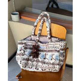 2025冬季新款复古毛线大容量百搭单肩包韩系ins风针织休闲托特A23