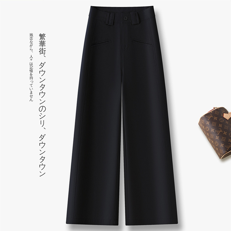 休闲棉工装裤运动直筒裤女2025秋季新款高腰显瘦百搭窄版阔腿裤子|undefined