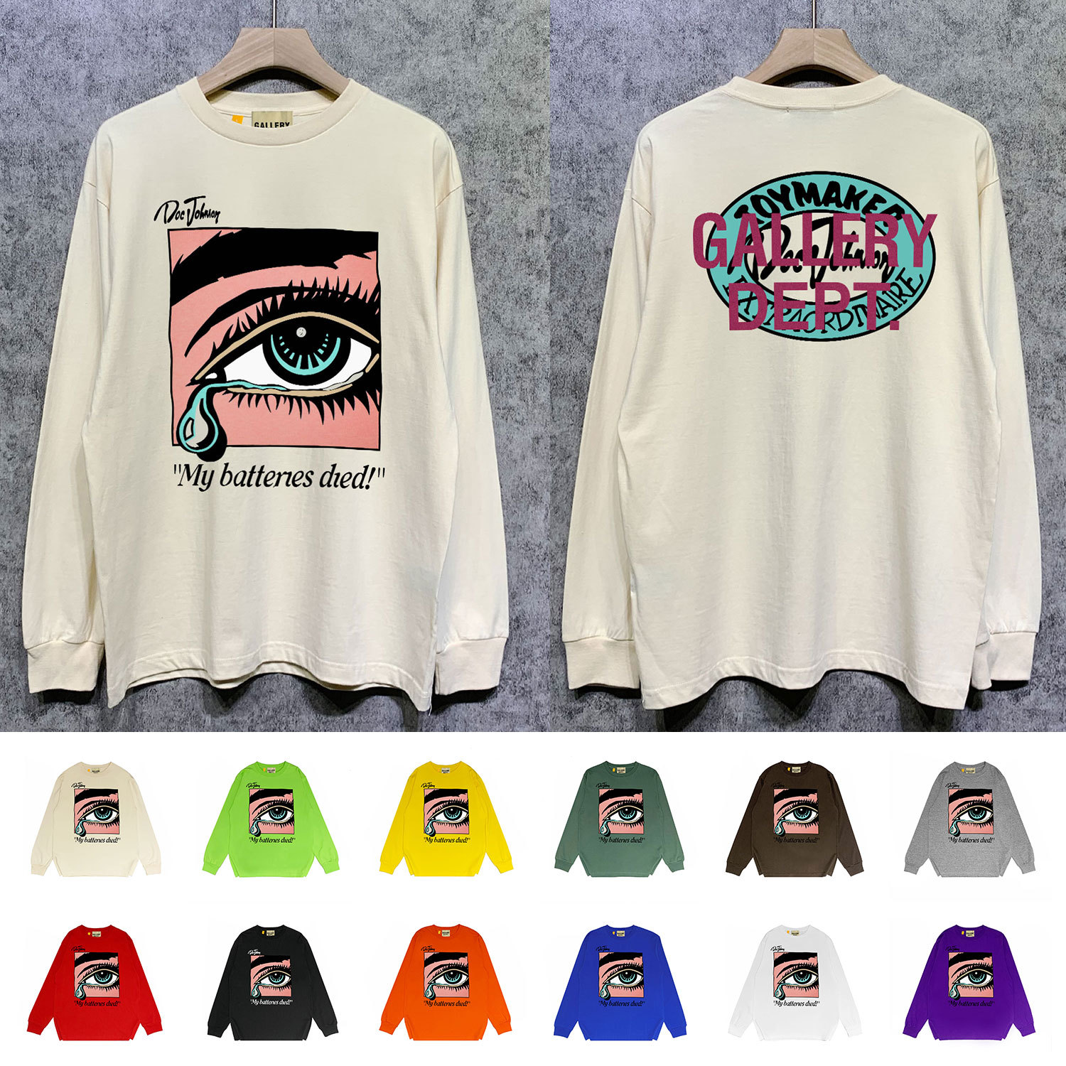 Disponibilidade a longo prazo GALLERY DEPT LONG SLEEVE T SHIRTS Camisetas estampadas de manga comprida de marca europeia e americana da moda