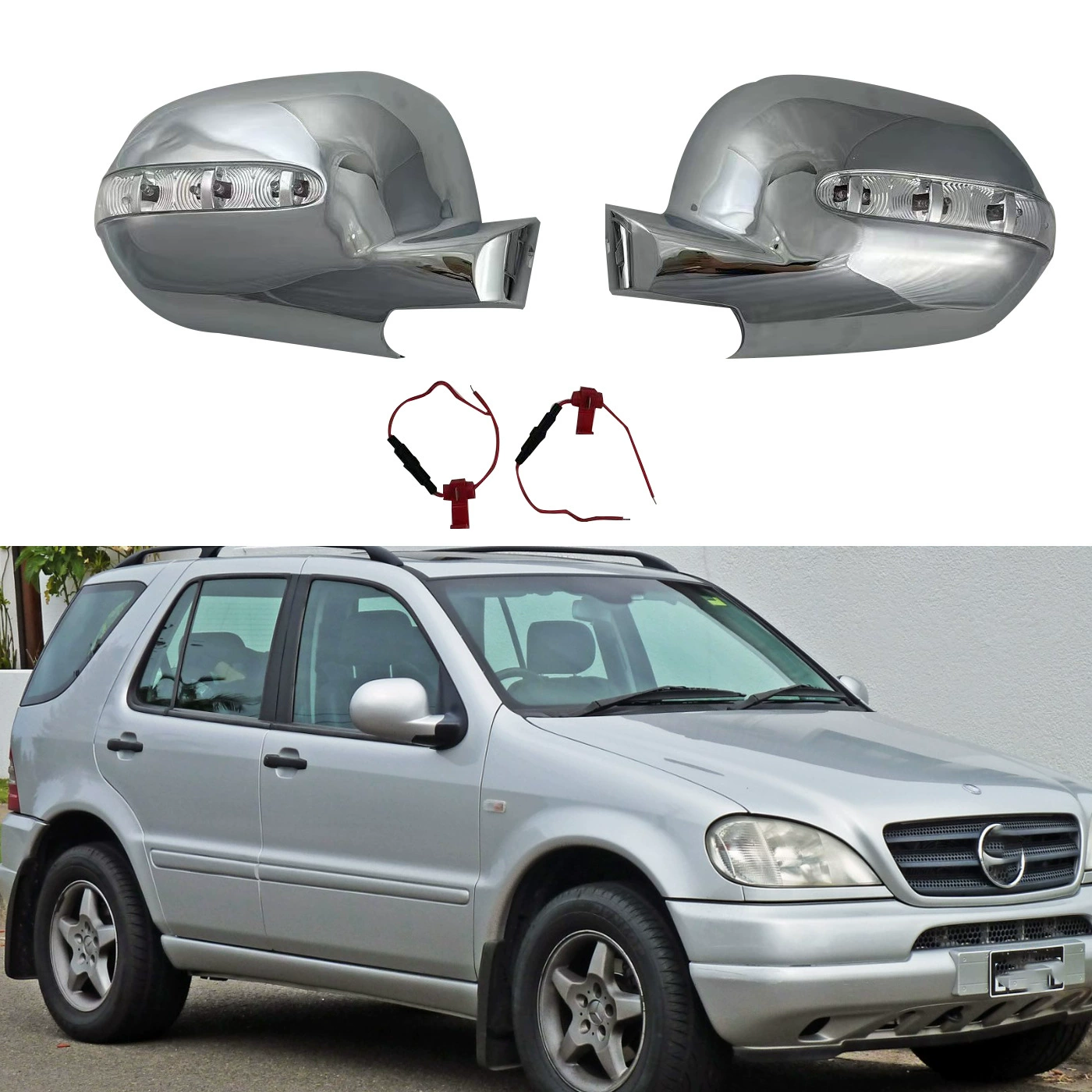 Подходит для Mercedes-Benz ML300 320 350 W163 1998 года, накладка на зеркало заднего вида с подсветкой, зеркало заднего вида для трансграничной электронной торговли
