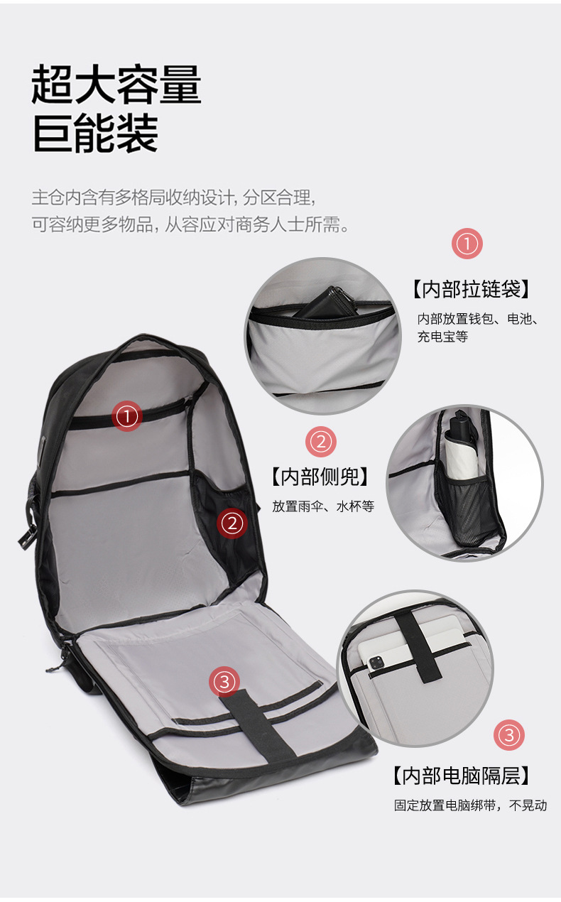 New business backpack, men's backpack, USB laptop bag, fashionable and trendy, light luxury business backpack undefined