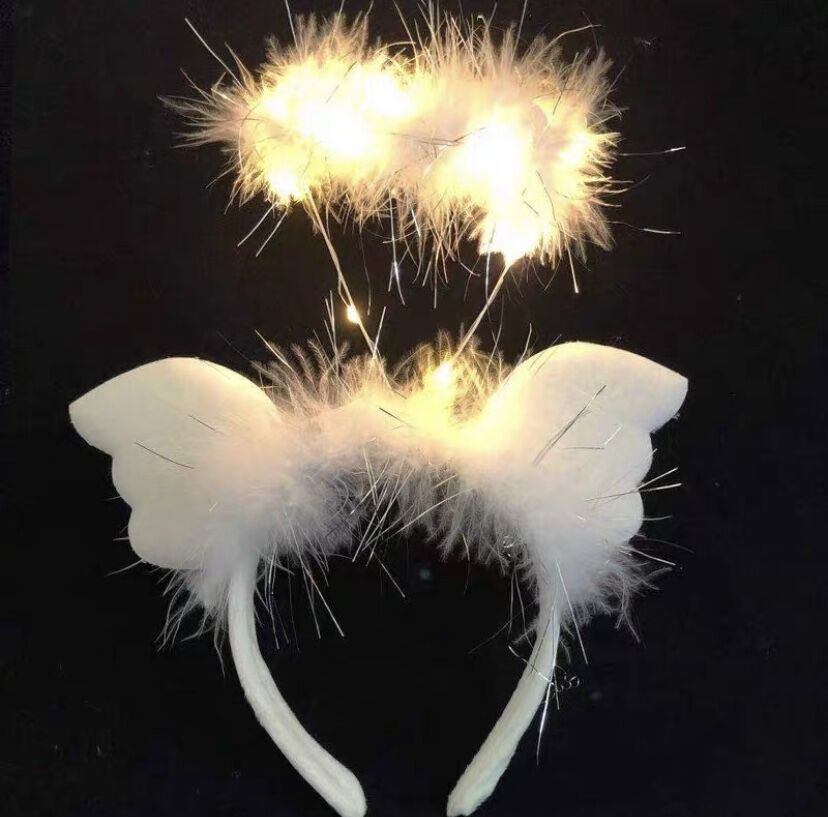 Brillante zorro orejas cinturón de cabello lámpara ángel cinturón de cabello super inmortal cinturón de cabello red rojo lindo gato orejas tocado plumas conejo