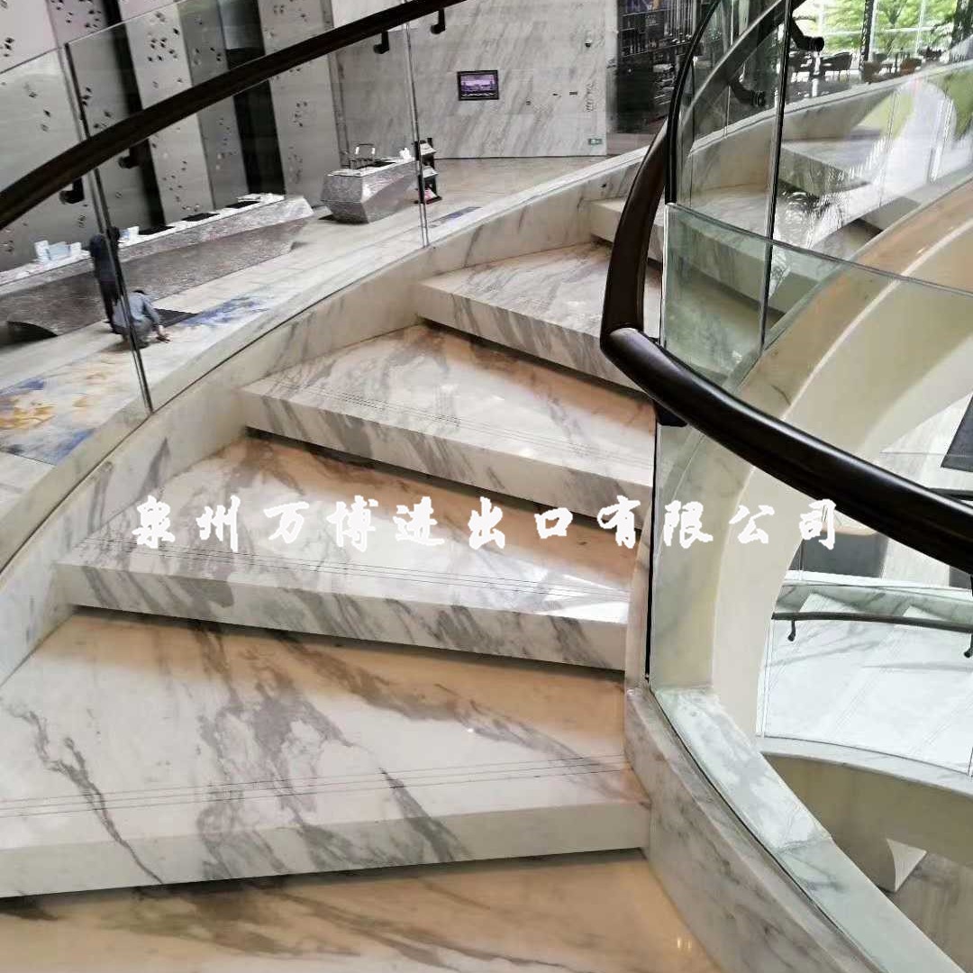 定制自建房石材楼梯背景线条大理石纹踏步厂家制作成品多种