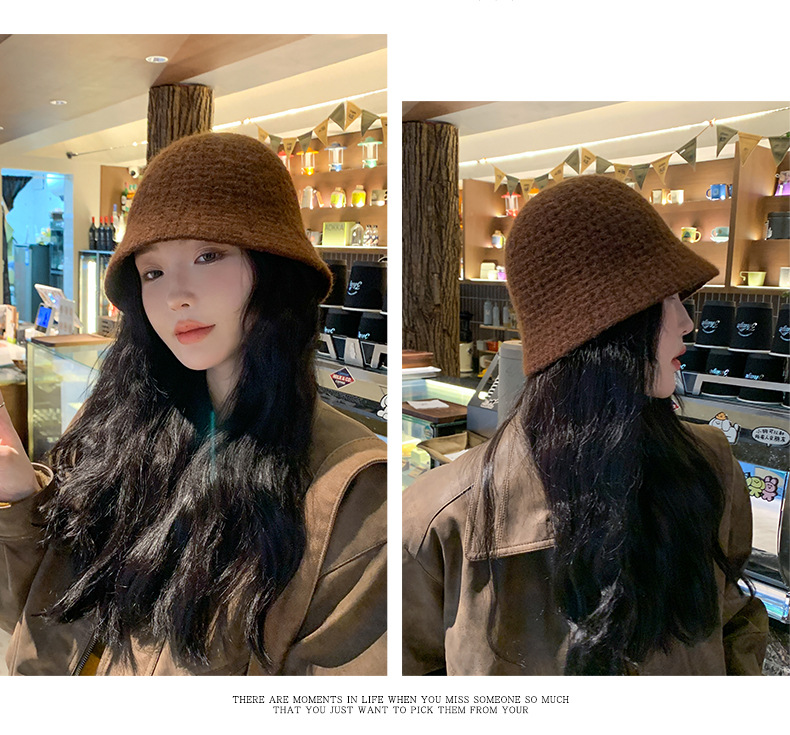 Knitted Hat Children's New Autumn and Winter Face Show Small Solid Color Simple Wool Bucket Hat Warm and Fashionable_voghion.com
