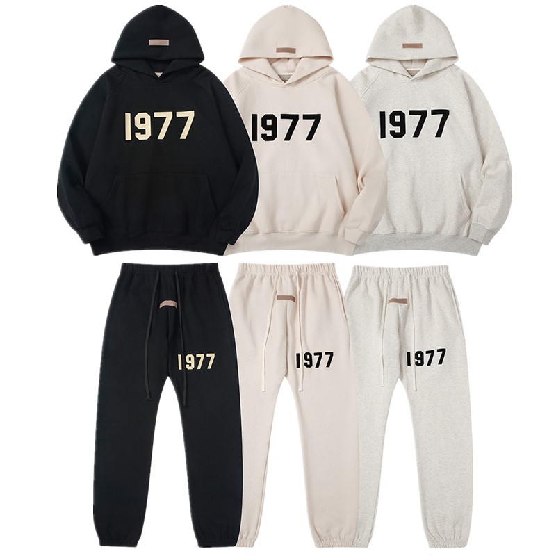 FOG ESSENTIALS FLOWING DEREO 1977 Hombres y mujeres americanos camisa encapuchada callejera suéter pantalones largos set casual