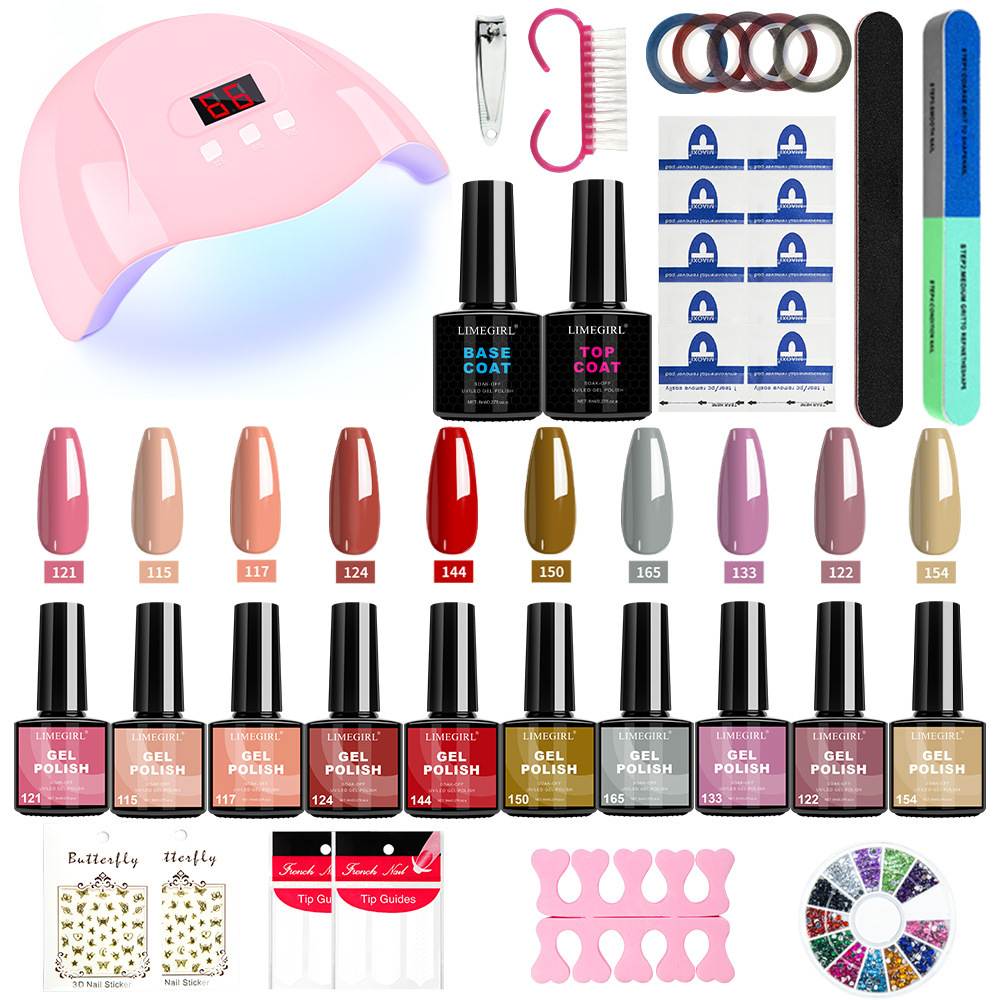 Nueva lámpara de uñas cristal uña conjunto básico de 10 colores polvo de cristal de polvo de uñas herramientas de fricción en stock