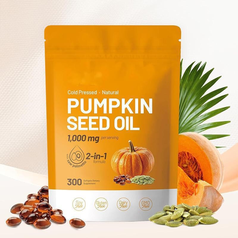Ready Stock Cross-Border Hot-Selling 300 Capsules of Orange Pumpkin Seed Oil Soft Capsules Pumpkin Seed Oil