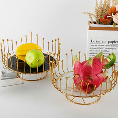 Home living room desk storage drip-proof fruit tray snack candy display tray living room glass iron fruit basket wholesale