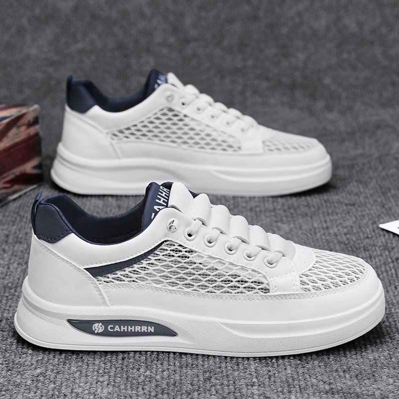 Zapatillas de deporte zapatos de hombre de primavera y verano 2025 nuevo estilo malla transpirable zapatos blancos estudiantes adolescentes zapatos casuales de moda hombres