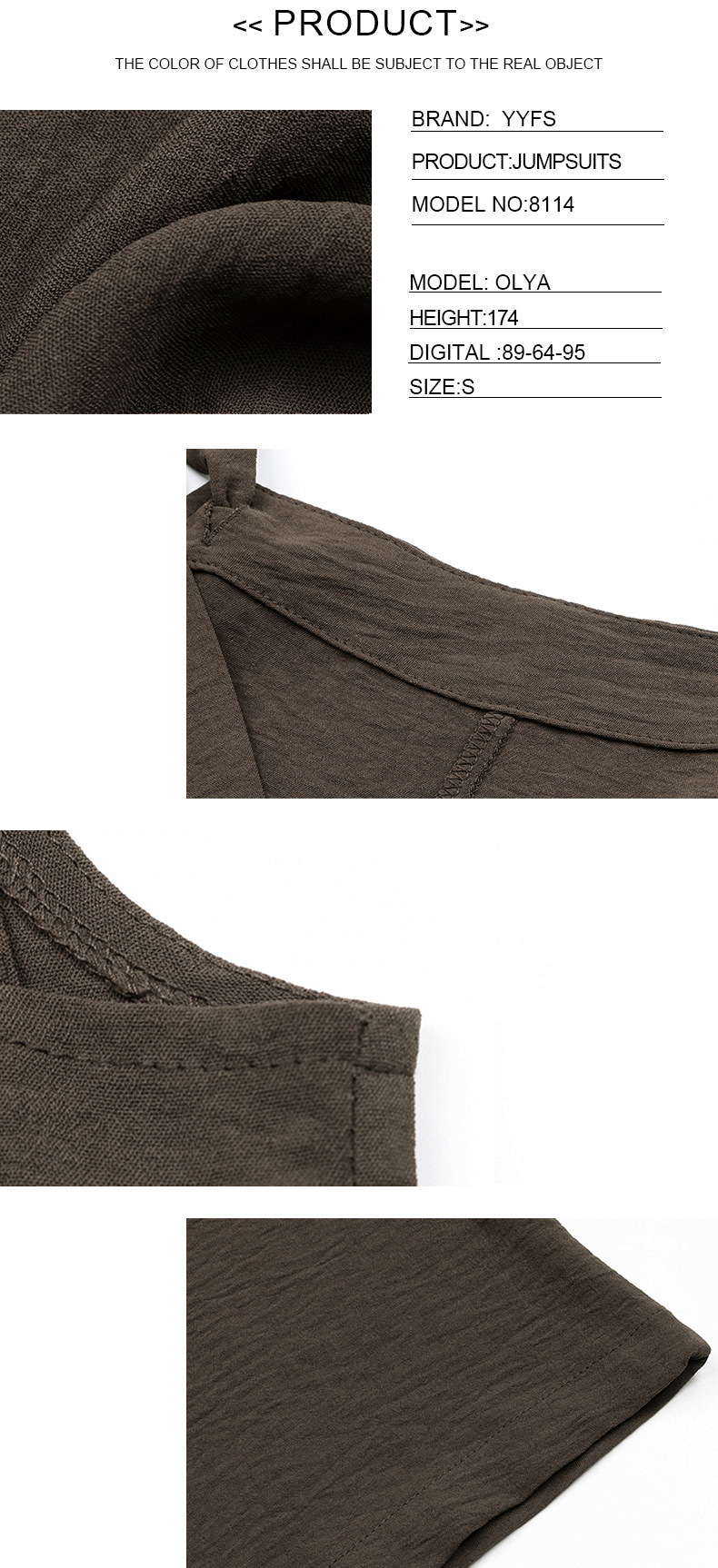 Solid Color Pocket Nine-point Straight Overalls_voghion.com