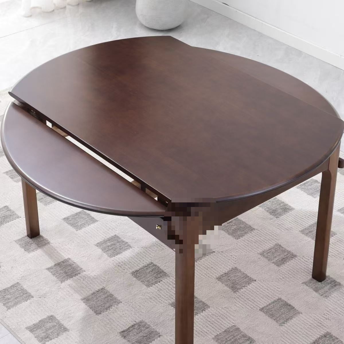Solid Wood Dining Table Simple Retractable Dining Table Folding Household Small Apartment Square and Round Dining Table Dining Table and Chair Combination Round Table