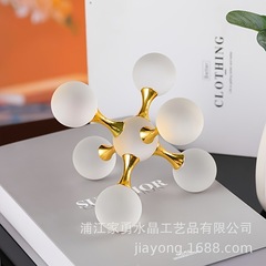 现代简约几何水晶分子圆球摆件售楼处样板房桌面家居软装饰品摆设