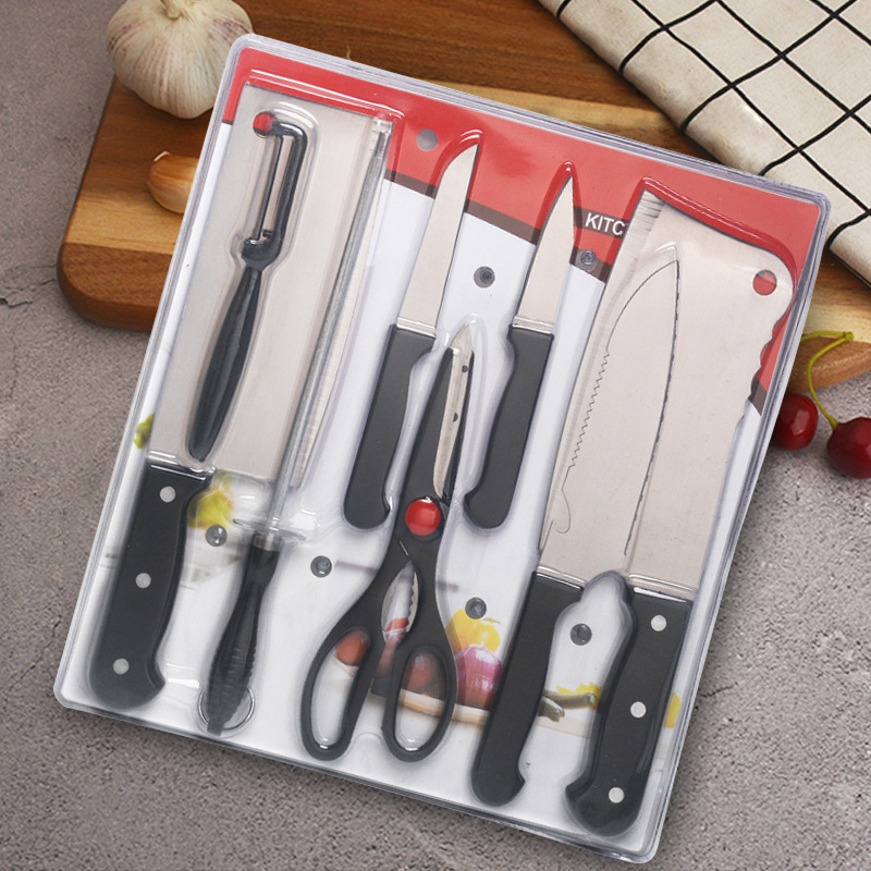 Factory wholesale Bone cutter running Jianghu household set knife stainless steel kitchen double-sided suction knife eight-piece knife set